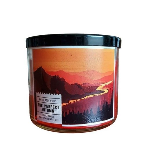 Bath & Body Works 3 Wick‎ Candle Scent THE PERFECT AUTUMN 14.5 OZ -DISCONTINUED - Picture 1 of 2